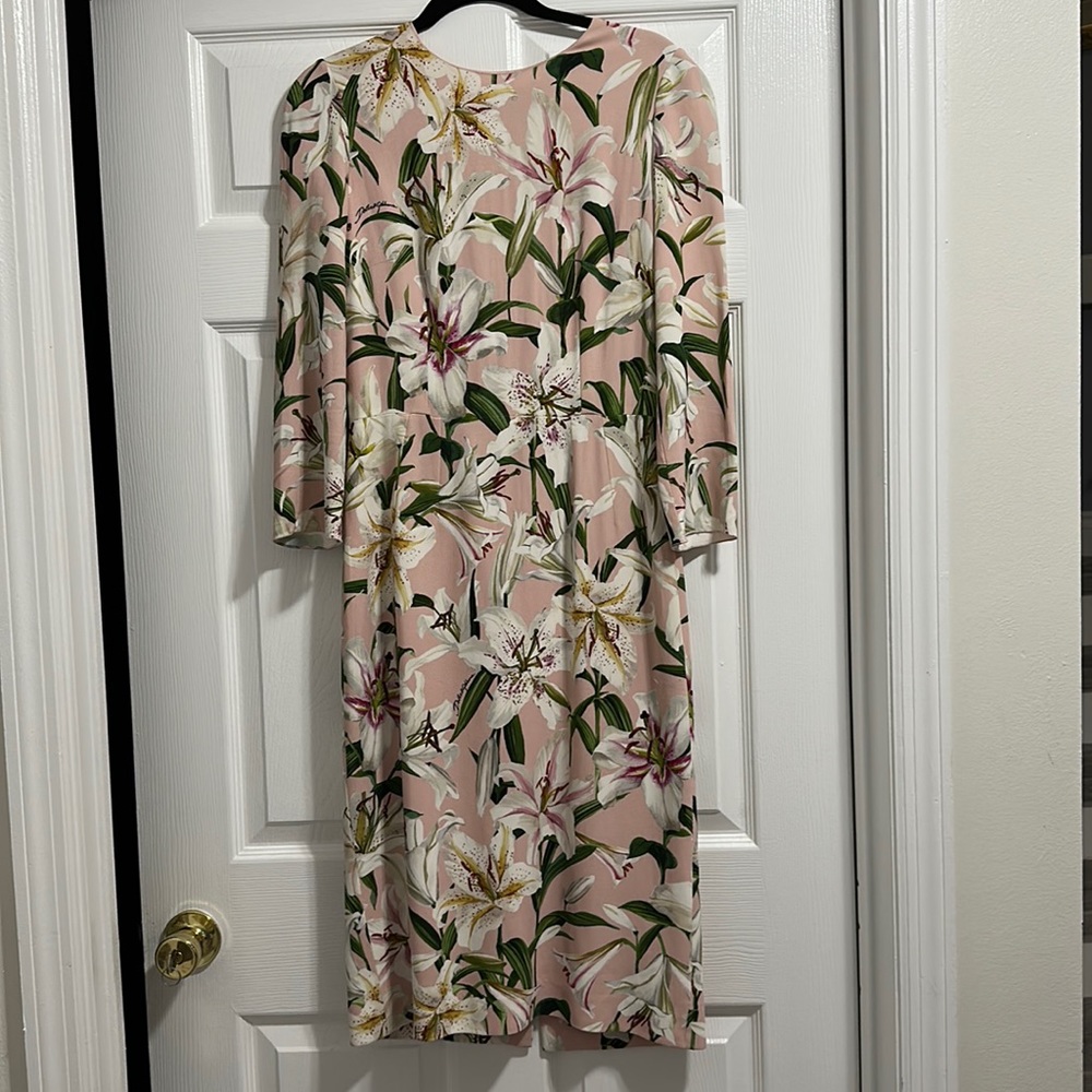 Dolce & Gabbana Light Pink Floral Midi Dress - Size 44 (US size 8)